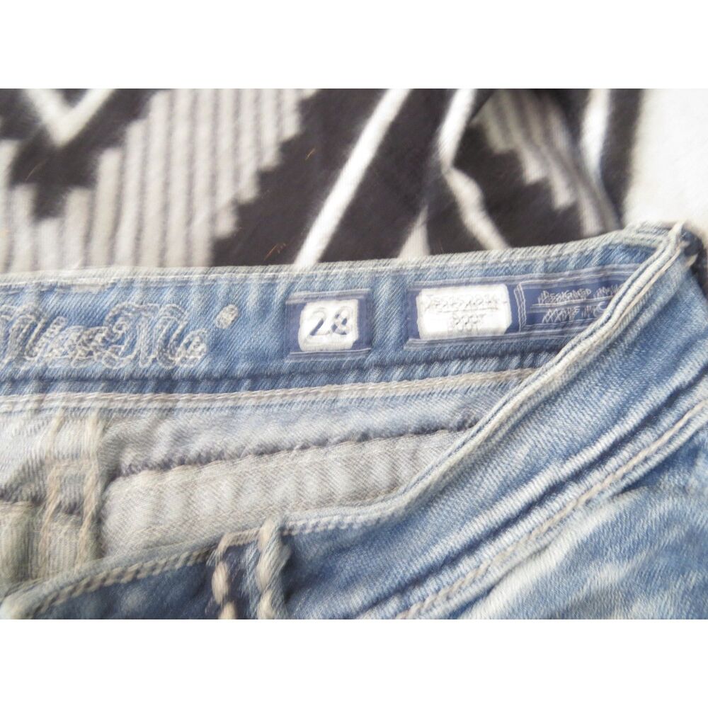 Miss Me Y2K Low Rise Distressed Bootcut Bling Jeans  28 EUC *read - Picture 13 of 15